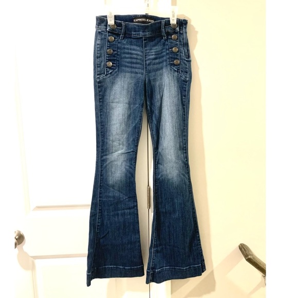 Express Bell Flare Mid Rise Jeans - Picture 2 of 10